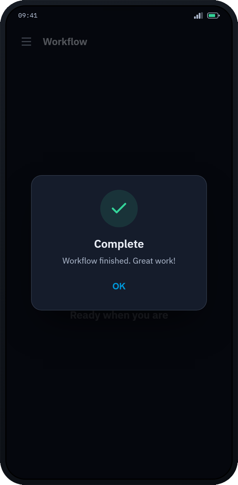 The worker app showing a completed run